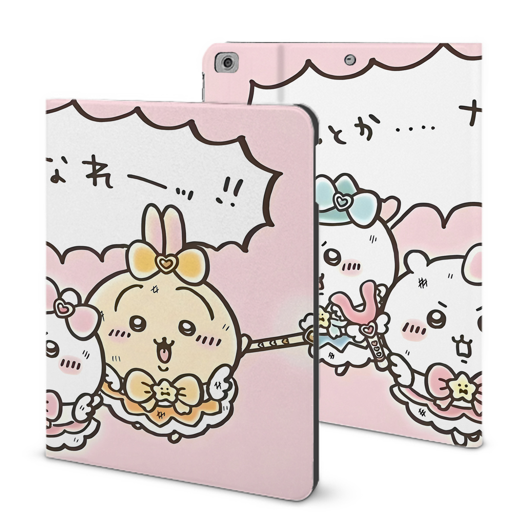 （画像用） ちいかわ Chii-kawa IPad ケース ブック型 PUレザー TPU 耐衝撃 軽量 薄型 ペン収納なし 全面保護 IPad 各モデル対応